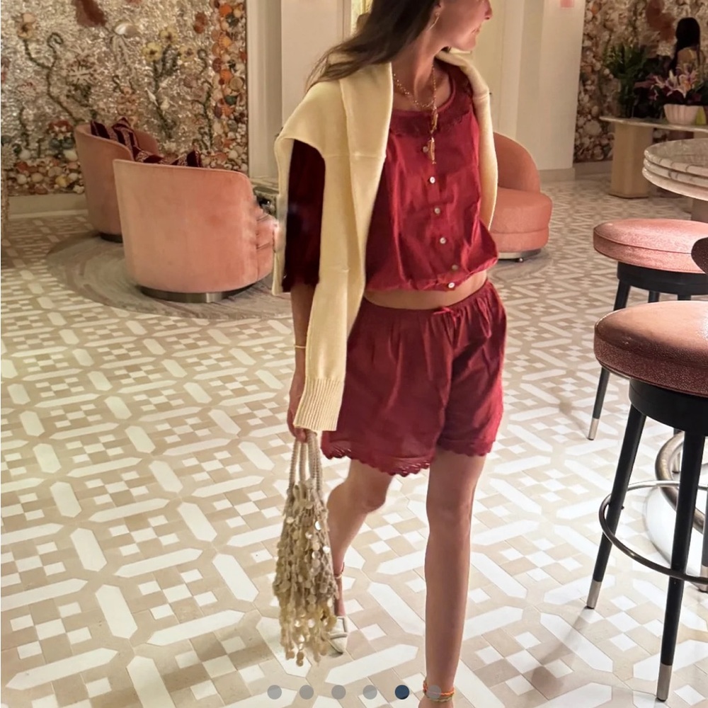Women’s Rust Red Elastic Waist Lounge Shorts